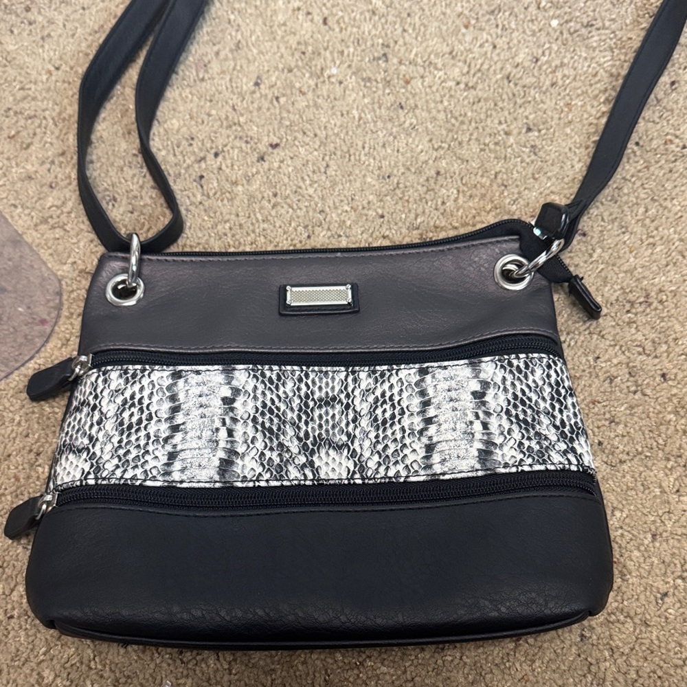 Stylish Black and Gray with snake print Women's Bag